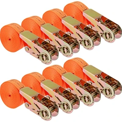 Image of JOIKIT 8 Pack 25mm x 4m Ratchet Strap Sets, 800kg Capacity Heavy Duty Lashing Tie Down Straps Tensioning Belt Fastening Load Securing with Adjustable Metal Buckle for Truck Luggage,