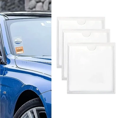 Image of Amdonalo 3 PCS Parking Permit Holder for Car Windscreen Self Adhesive Holders Car, Van, Caravan