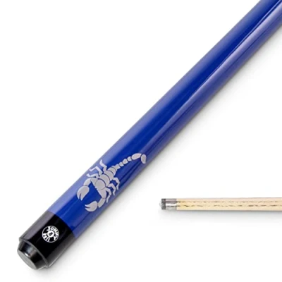 Image of Jonny 8 Ball SCORPION 2pc Centre Joint Ash Snooker Pool Cue 57 Inch with 9mm Tip (Blue)