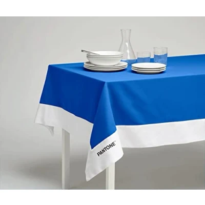 Image of SWEET HOME Pantone™ Rectangular Tablecloth 6 Places 140x180 cm, 100% Cotton 220 gr. Blue