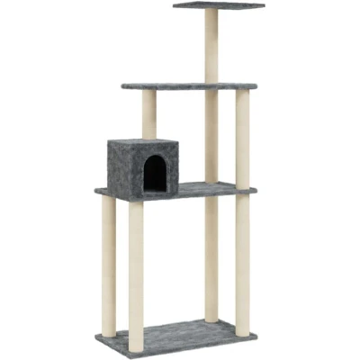 Image of vidaXL Cat Tree with Sisal Scratching Posts Dark Grey 147 cm