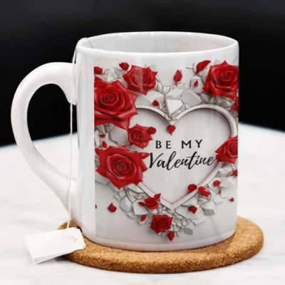 Image of happy bargains ltd 3D Valentines Day Heart Flower Mug Gift for Secret Valentine Love v1
