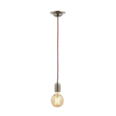 Image of Inlight Dale E27 Pendant Cord Set Polished Nickel &amp; Red