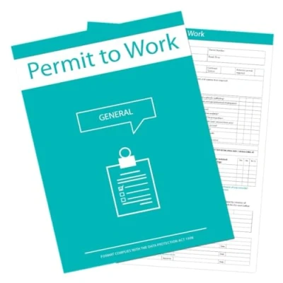 Image of General Permit To Work Forms, 3 Part Forms Original/2 Carbon Copies, Card Backing For Seperating, Supplied In Packs Of 10
