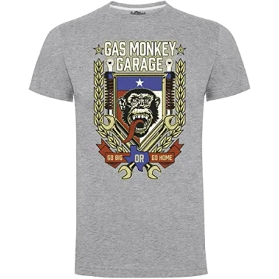 Image of Gas Monkey Garage Go Big or Home Mens Gents Grey T Shirt (XX Large)