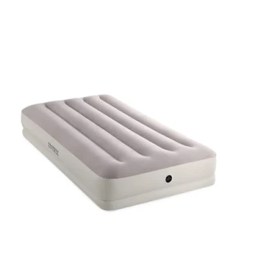 Image of Intex 64177E Dura Beam Standard Prestige Mid Rise Air Mattress: Fiber Tech Twin Size Quickfill USB Pump 12in Bed Height 300lb Weight Capacity