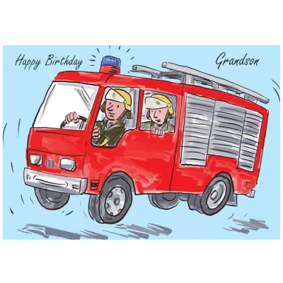 Image of Beebooh cards fire engine emergency services Grandson birthday card