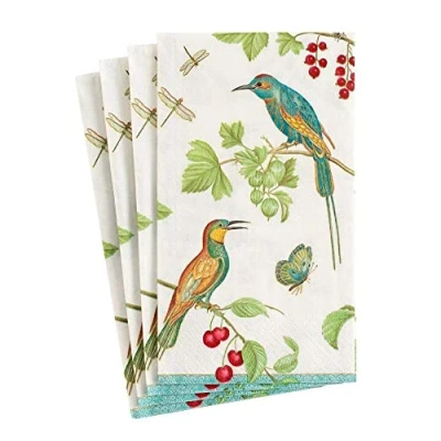Image of Caspari Jeweled Birds Paper Guest Towel Napkins in Ivory, 15 Per Package