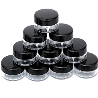 Image of ZEJIA 10 Gram Cosmetic Containers Black 20pcs Sample Jars with Lids Plastic Makeup BPA free Pot