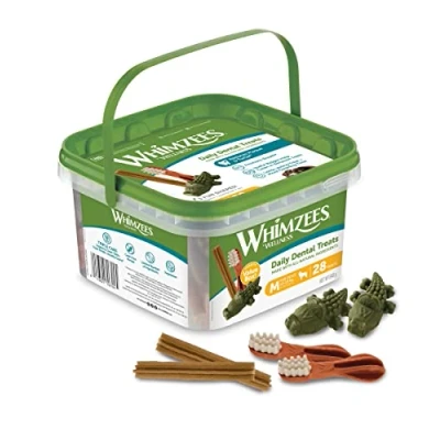 Image of Whimzees Daily Dental Treats (Pack of 28) M 12 18kg 9+ Months 840g