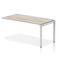 Image of Impulse Bench Single Row Ext Kit 1600 Silver Frame Desk Grey Oak