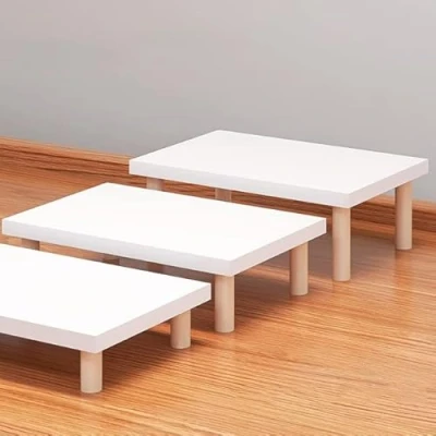 Image of Desk Computer Screen Stand Shelf,Monitor Riser,White Laptop Printer Stand,Fax Shelf,Desk Organiser for Home Office ,Easy to Install
