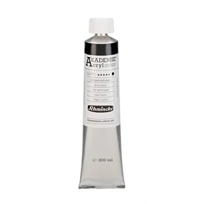 Image of Schmincke AKADEMIE® Acryl color, Lamp black in 200 ml tube, 23771015, fine artist acrylic colour, brilliant, highly lightfast and cadmium free, for painting, mixed media