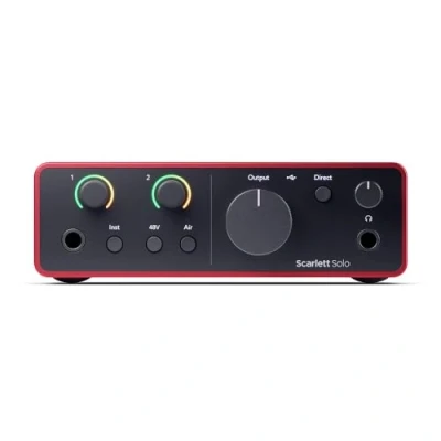 Image of Focusrite Scarlett Solo 4th Gen USB Audio Interface, for the Guitarist, Vocalist, or Producer — High Fidelity, Studio Quality Recording, and All Software You Need to Record