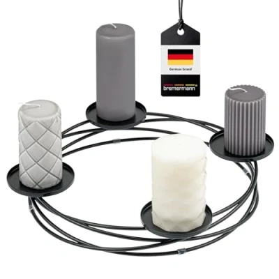 Image of bremermann Wreath Candle Holder Pillar (Black)