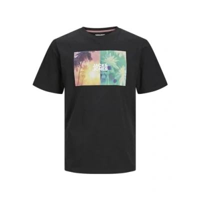 Image of Jack &amp; Jones Jjnavin TEE CREW NECK Print Tshirt, Men&#039;s, Size: XS, Black