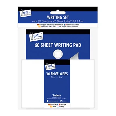 Image of Just Stationery 4130 Writing Set with 60 Sheets, 30 Envelopes and Pen