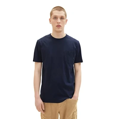 Image of TOM TAILOR Denim Men&#039;s 1038462 Basic T Shirt with Chest Pocket, 10668 Sky Captain Blue, S