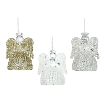 Image of Heaven Sends Set of Three Glass Angels Christmas Tree Decorations