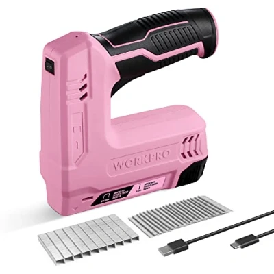 Image of WORKPRO Cordless Staple Gun 2 in 1 Electric Nail with 1000pcs Staples and Nails Lightweight Stapler Triple Safety Mechanism Ideal for Upholstery, Roofing, Carpeting