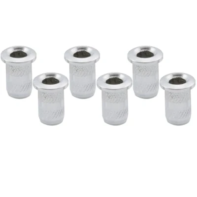 Image of Musiclily Pro 4mm Steel Top Mounting String Ferrules for Electric Guitar, Chrome (Set of 6)