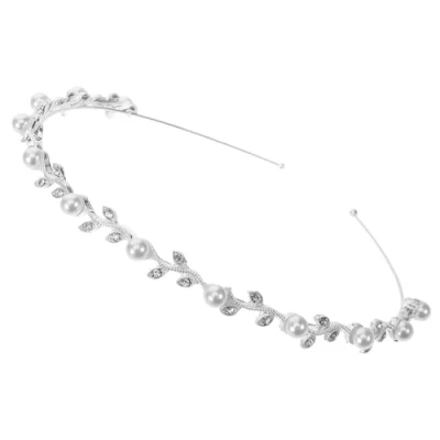 Image of WINOMO Heart Tiara Headband Small Pearl Silver Bridal Wedding Tiaras for Bride Rhinestone Women