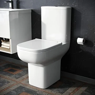 Image of Nes Home Comfort Height Close Coupled Toilet Pan, Cistern &amp; Soft Seat