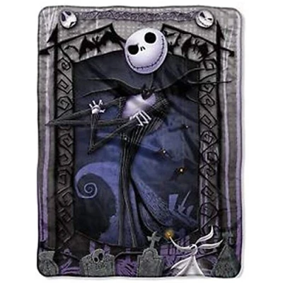 Image of The Nightmare Before Christmas Blanket Throw Jack Skellington &amp; Zero