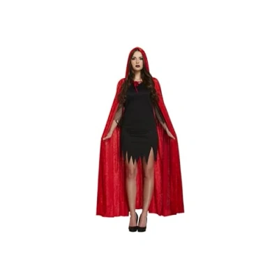 Image of HENBRANDT Adult Red Velvet Cape with Hood Halloween Cloak Outfit for Vampire Devil Witch Hooded Costumes Fancy Dress Costume Unisex Accessory Men and Women