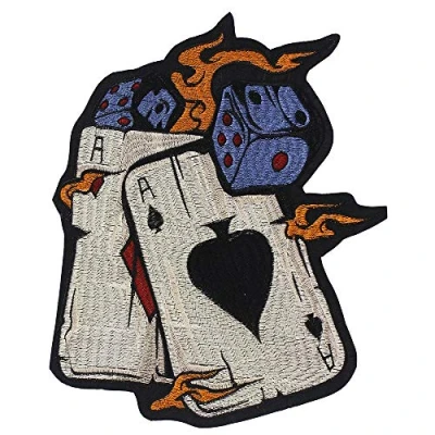 Image of EMDOMO Dice Poker Embroidery Patches for Clothes Stickers Biker DIY Jeans Jacket Iron on Badge 1 piece