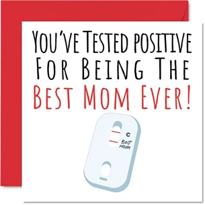 Image of Funny Birthday Cards for Mom Postive Best Ever Joke Happy Card from Daughter Son, Mother Gifts, 145mm x Mother&#039;s Day Greeting Mama Mum Mam Mommy