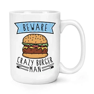 Image of Beware Crazy Burger Man 15oz Large Mug Cup