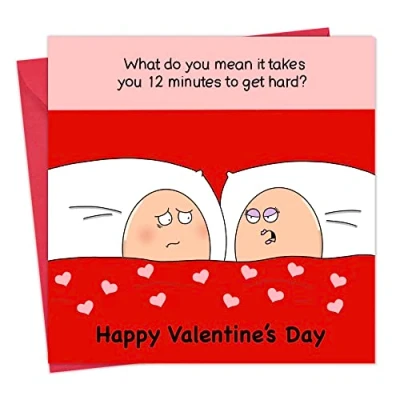 Image of Twizler Funny Valentine&#039;s Day Card Eggs Getting Hard Valentine for Husband Wife or Boyfriend Girlfriend Partner Him Her Fiance Fiancee