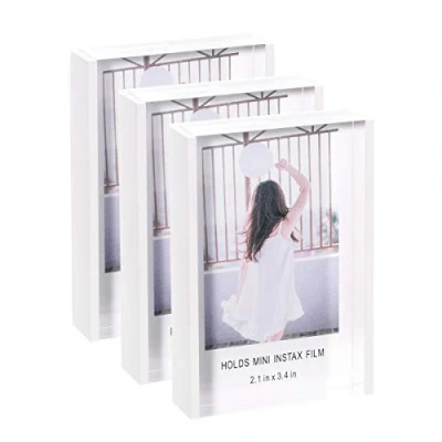 Image of Janaden Mini Photo Frame 2x3 Acrylic Picture Free Standing Frames Small Display for Fujifilm &amp; Polaroid, Desktop Tabletop (3 Pack)