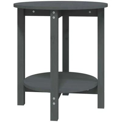 Image of vidaXL Coffee Table Grey Ø 55x60 cm Solid Wood Pine