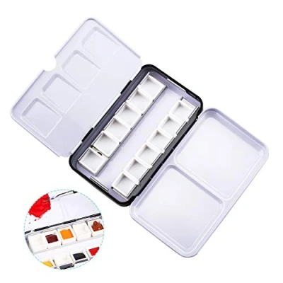 Image of WANDIC Watercolor Paint Case, Empty Tin Palette Case with 12 Half Pans for Artists Students Travel