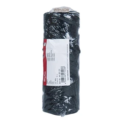 Image of Rayher Yarn for Craft, Floristry and Decorations, Macrame Cord, 2mm ø, ca. 180g, spool 70m, black, 80% Cotton, 20% Polyester, 4400101