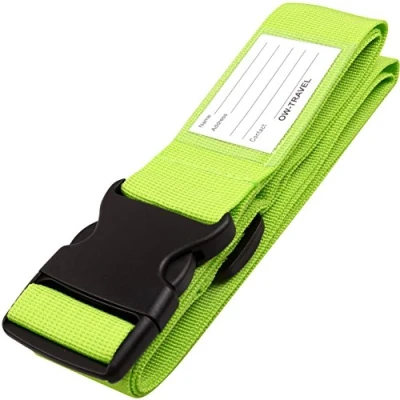 Image of OW Travel Personalised Luggage Straps for Suitcases (1 Pack Green) Easy to Spot Sturdy Suitcase with Labels. Strap Belt Bag Baggage. Case Belts