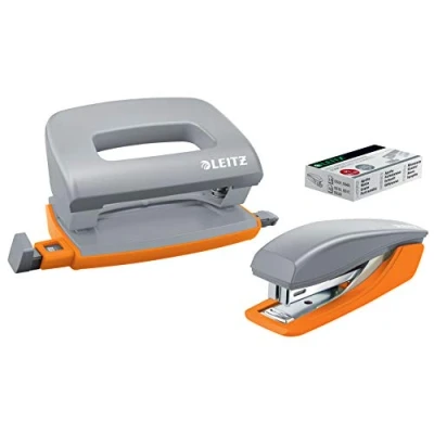 Image of Leitz Mini Stapler &amp; Hole Punch Set, Staple or up to 10 sheets, Includes Staples, Urban Chic Range, Grey, 55996088