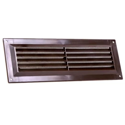 Image of Map Louvre Vent Cover 9 x 3 (229mm 76mm), Fixed Plastic Grille with Flyscreen to Single Brick, Brown