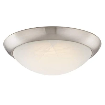 Image of 63088 28 cm Dimmable LED Indoor Flush Mount Ceiling Fixture, Brushed Nickel Finish with White Alabaster Glass