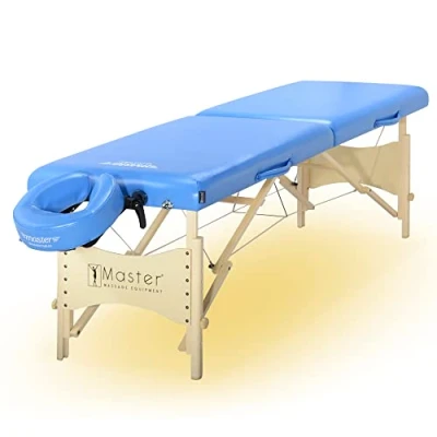 Image of Master Massage 71cm Skyline Wooden Lightweight Portable Couch Foldable Table Spa Beauty Physiotherapy bed W/Ambient Light System, Marina Blue