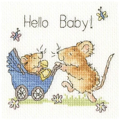 Image of Bothy Threads Cross Stitch Card Kit Hello Baby!