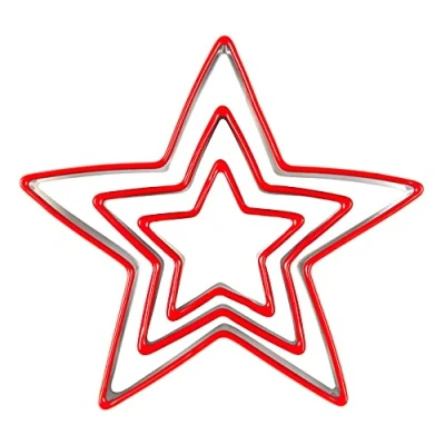 Image of Tala Originals Soft Grip Star Cutters, Set of 3 Stainless Steel Ideal for Pastry, Cookie Dough, Short and Gingerbread, Red