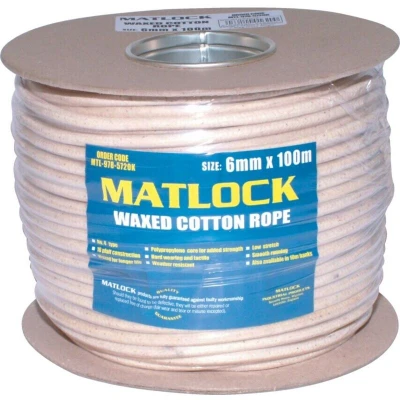 Image of Matlock No.4 3C 6mm 16PLT Wax Cotton Sash Cord 100m Reel
