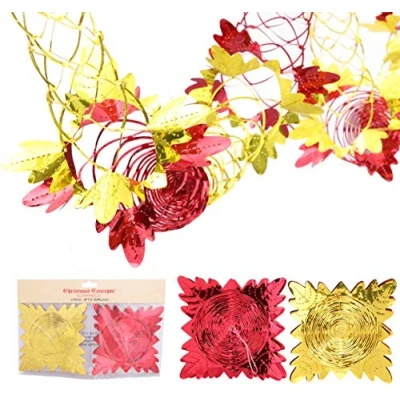 Image of Christmas Concepts® Pack Of 2 9ft Foil Garland Festive Hanging Decorations (Red &amp; Gold)