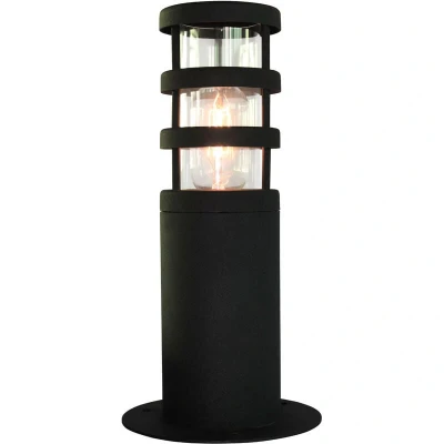 Image of Hornbaek 1 Light Outdoor Pedestal Lantern Black, 304 Ss IP44, E27
