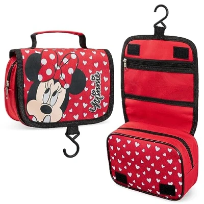 Image of Disney Stitch Hanging Toiletry Bags for Women Teenagers Girls Minnie Mouse Cosmetic Bag Travel Accessories Gifts (Red Minnie)