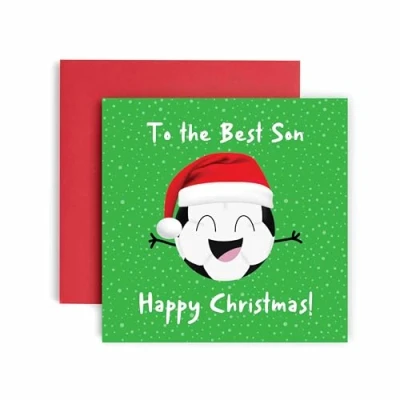 Image of Huxters Christmas Cards for Men Football Son Card him Funny Holiday Fun Happy 14.8cm (Son)