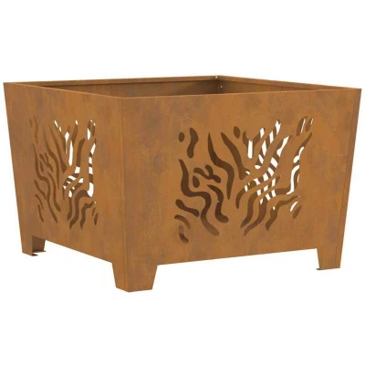 Image of vidaXL Fire Pit Square 60x60x40 cm Weathering Steel